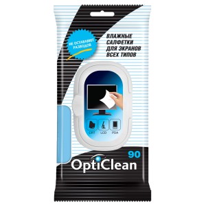 Opti Clean №90 влажные салфетки для экранов всех типов с пластиковым клапаном