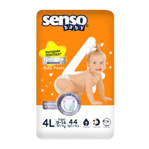 Senso Ваbу Simple Подгузники-трусики для детей L (4) 9-14 кг, 44 шт