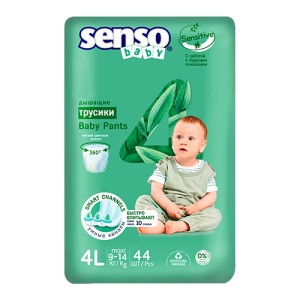 Senso Baby SENSITIVE Подгузники-трусики для детей МАХI (L (4) 9-14 кг, 44 шт