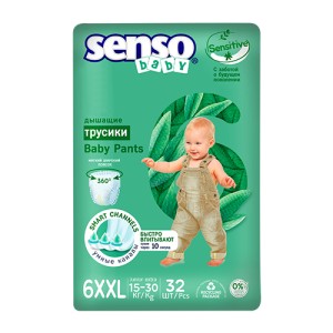 Senso Baby SENSITIVE Подгузники-трусики для детей JUNIOR ЕХТRА XXL (6) 15-30 кг, 32 шт