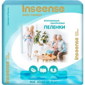 INSEENSE Пеленки одноразовые Daily Comfort 60х60см, 5 шт