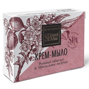 Крем-мыло Розовый гибискус и миндальное молочко Planet Spa Altai, 90 гр